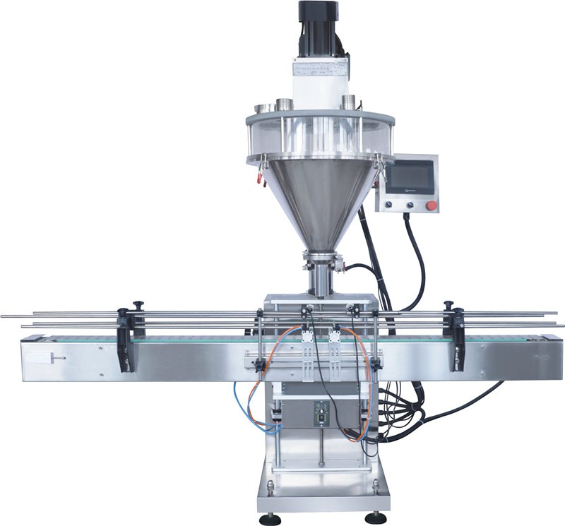 Touchscreen semi-automatische poedervulmachine met transportband