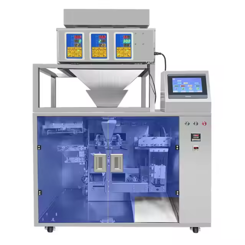 Automatische ophaal-/open-/vul-/sluitmachine met ritssluiting